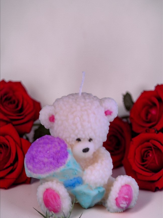 (image for) Teddybeer met Bloemen Kaars